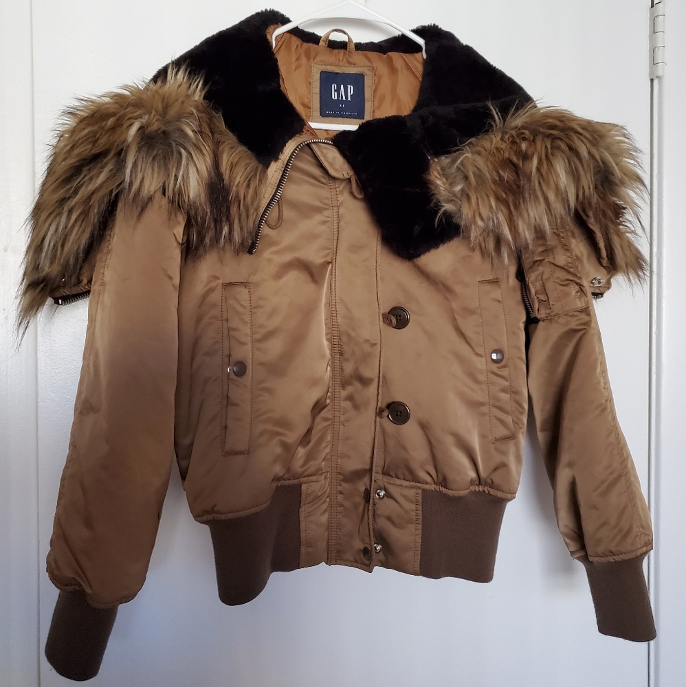 Gap faux fur accent women coat tan Size XS